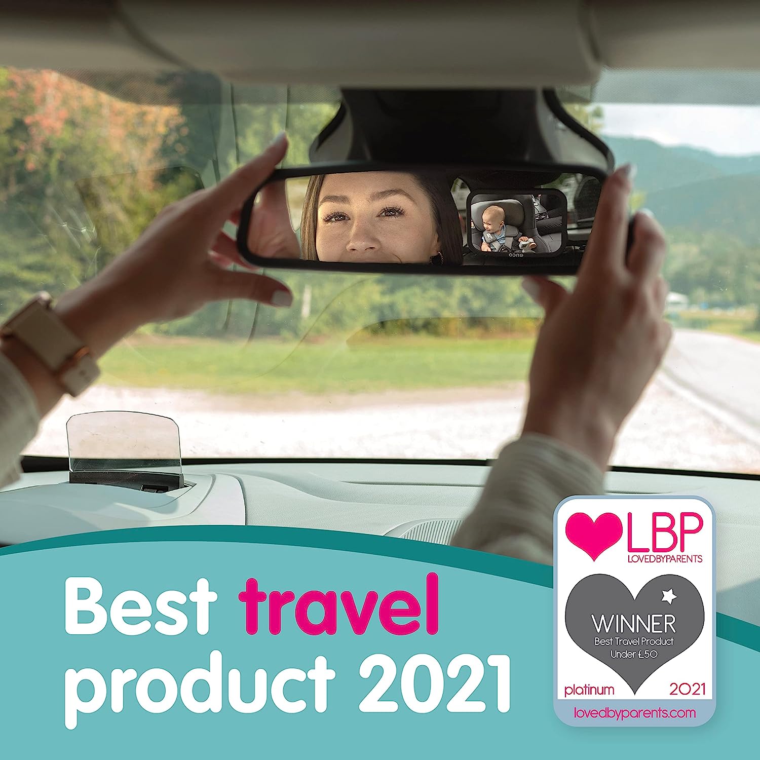 Onco Baby Car Mirror Rear-facing - Platinum Award Winning Car Mirror Baby Rear Facing Seat, Baby Essentials for Newborn, 100% Shatterproof Baby Mirror for Car, 360° Car Seat Mirror Rear Facing Infant - Image 7
